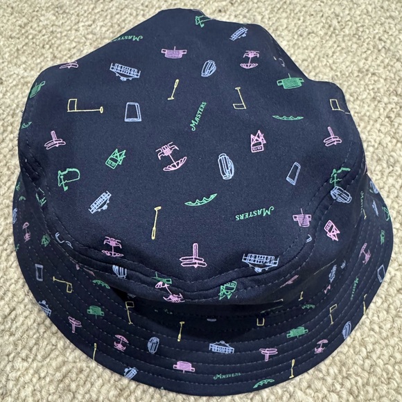 Masters Kids Youth Fit Navy Blue Augusta Icons Bucket Hat EUC All Over Print - Picture 2 of 4
